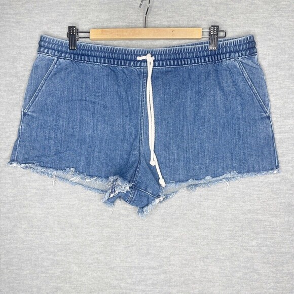 Aerie Pants - Aerie Cut-Off Denim Short Women's Size XL Elastic Drawstring Jean Pull On